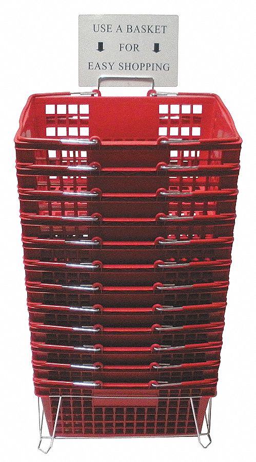 Hand Basket, Red, 18 1/4 x 12 1/4, PK 12