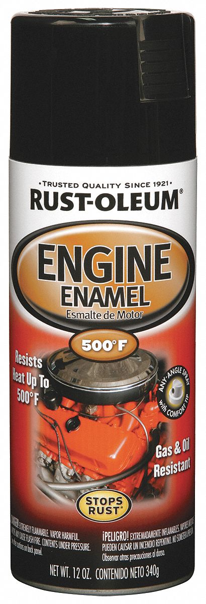Engine Enamel, Gloss Black, 16 oz, Spray