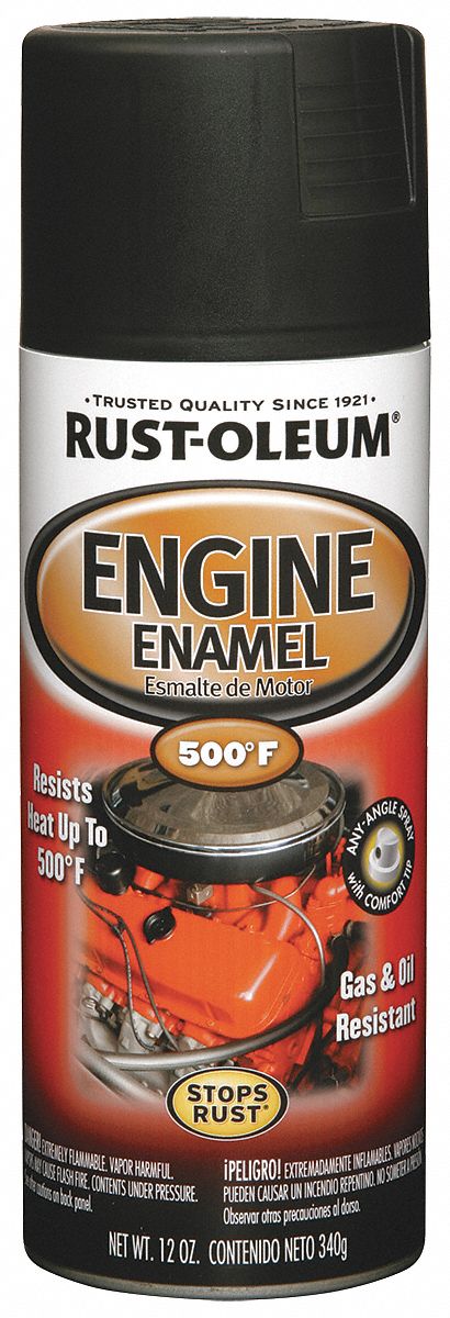 Engine Enamel, Semi-Gloss Blk, 16 oz, Spray