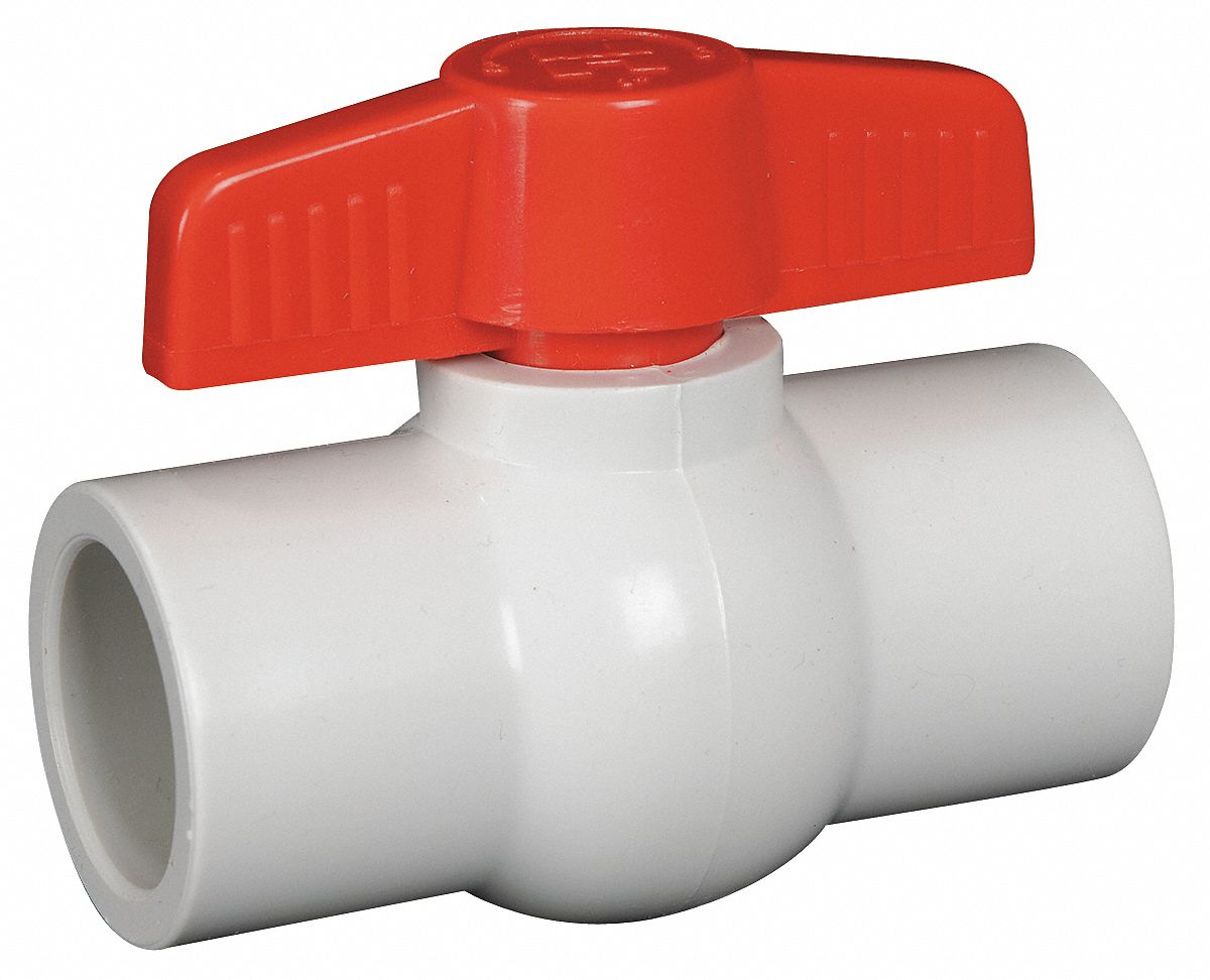 PVC Ball Valve, Inline, FNPT, 1/2 In