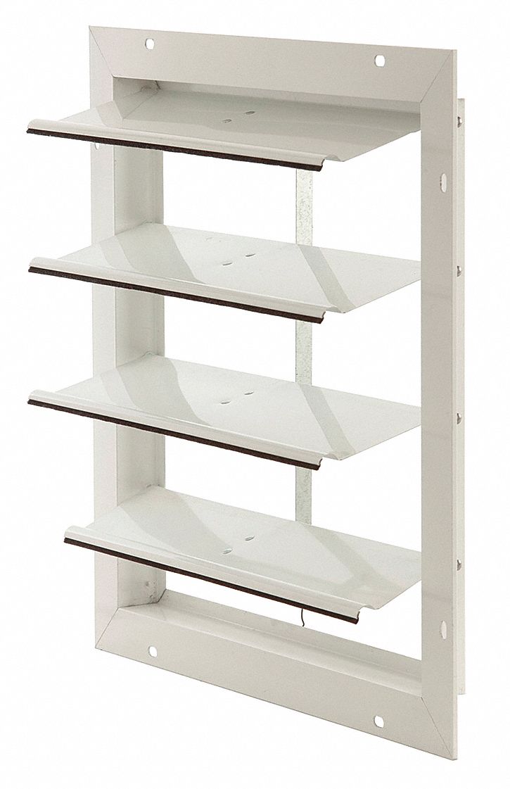Fan Shutter, 16 In, White Painted Aluminum