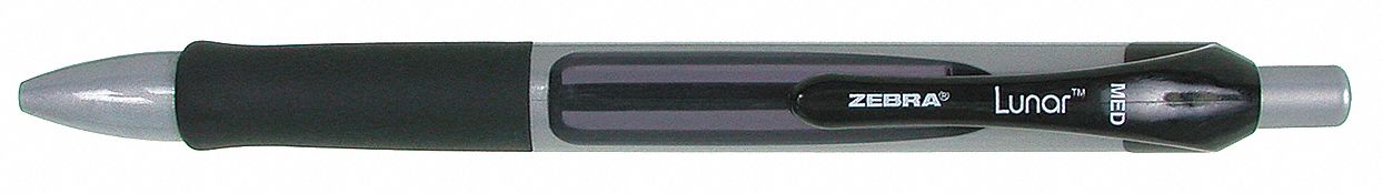 Ballpoint Pen, Retractable, Med, Blk, PK 12