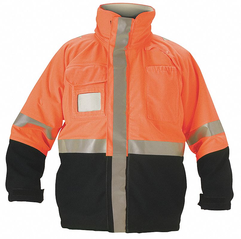 Flame-Resistant Jacket, Orange/Navy, 4XL