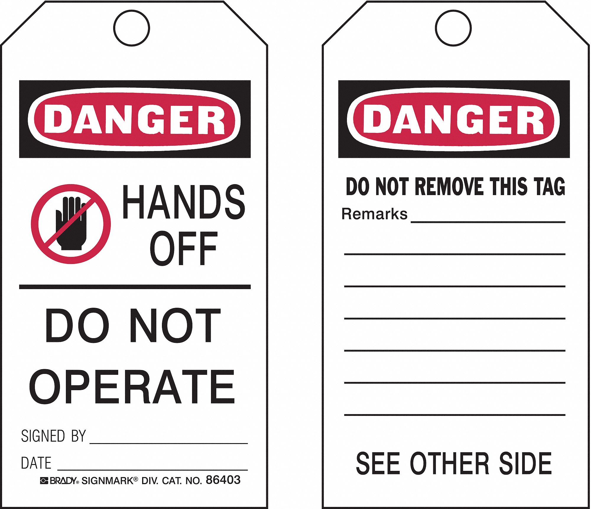 Danger Tag, 5-3/4 x 3 In, ISO 9001, PK25