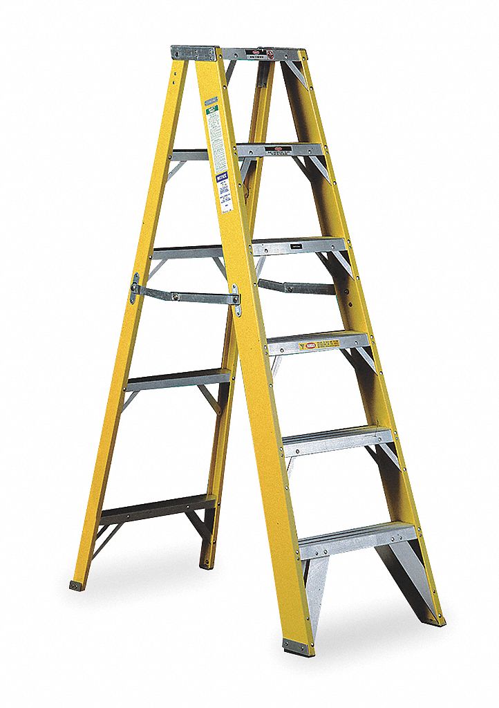 Stepladder, Fiberglass, 4 ft. H, 500 lb Cap