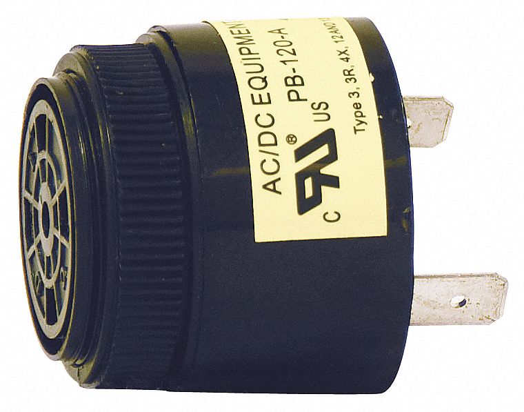 Buzzer, 40 to 120VAC, 3 to 9mA AC, Black