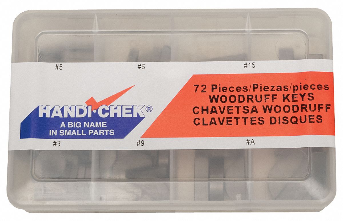 Woodruff Key Asst, LCS, 72 Pcs, 6 Szs
