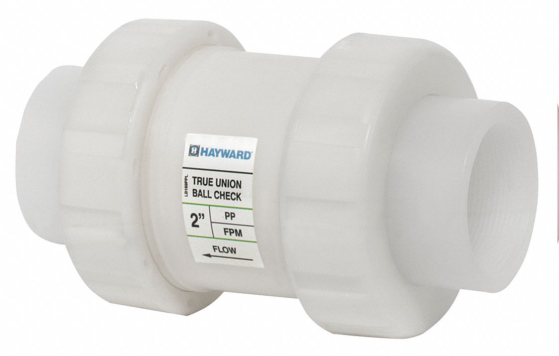 Check Valve, 1-1/2 In, FNPT, Polypropylene