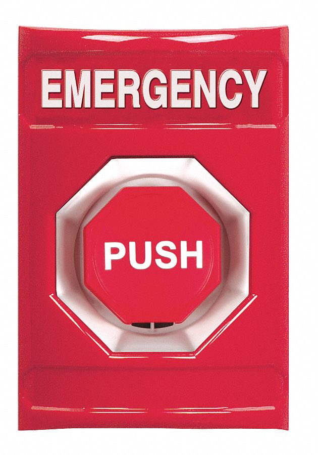 Emergency Push Button, Turn-To-Reset, Red