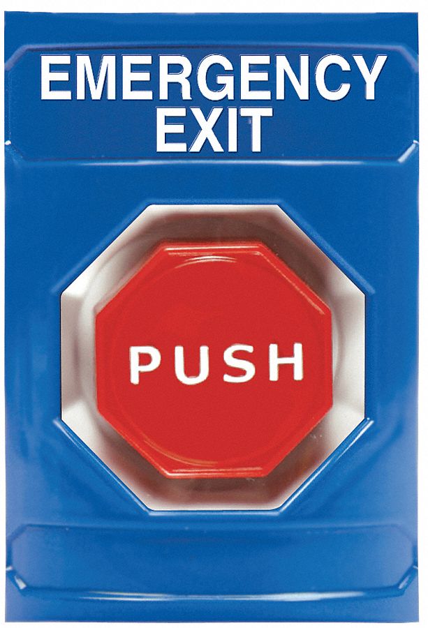 Emergency Exit Push Button, Blue, ADA