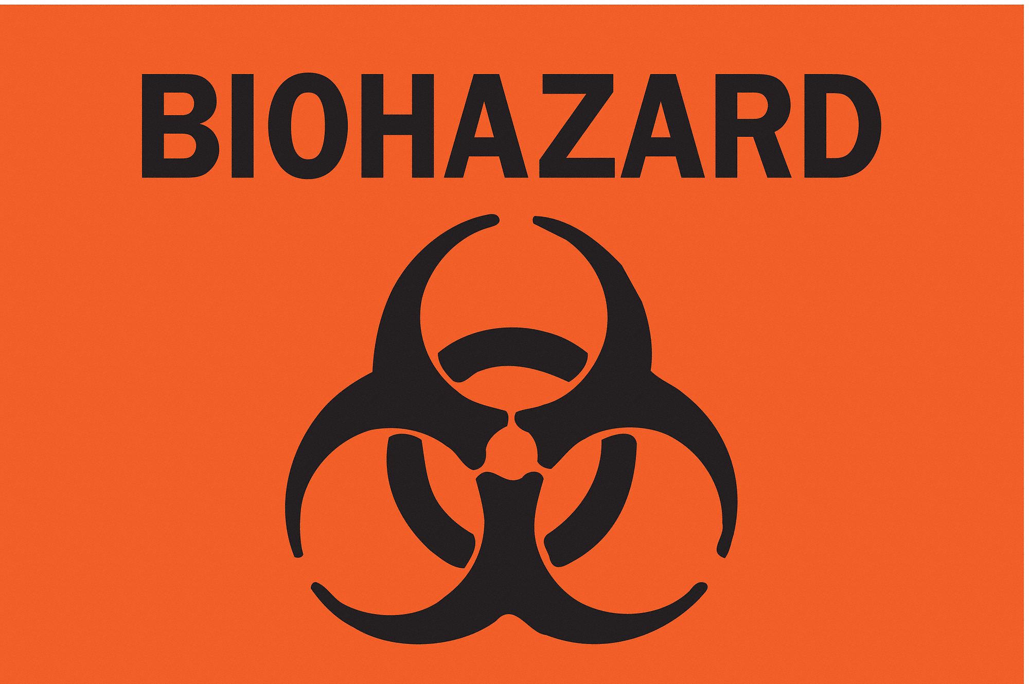 Biohazard Sign, 7 x 10In, BK/ORN, AL, SYM