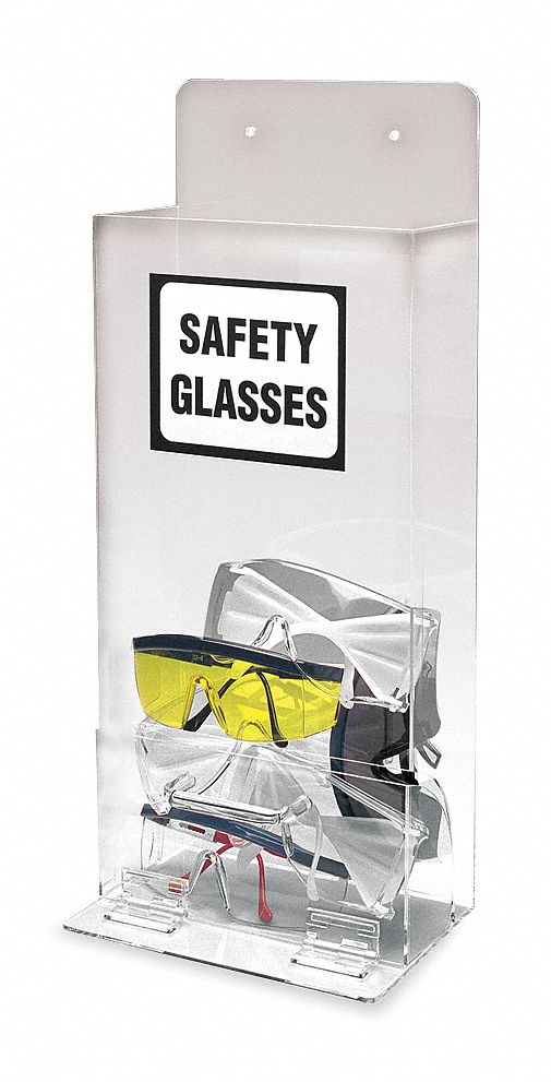 Prot Eyewear Disp, Stk, Clr, Acryl, Wall Mtg