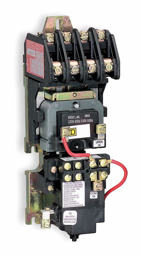 Light Contactor, Mech, 120VAC, 30A, Open, 4P
