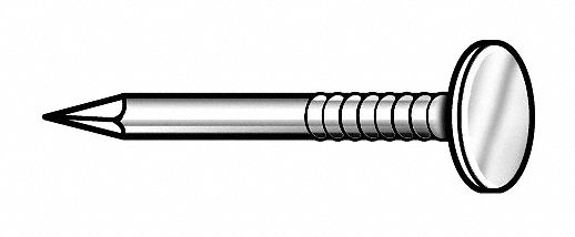 Roofing Nail, Flat, 1 In L, Pk 267