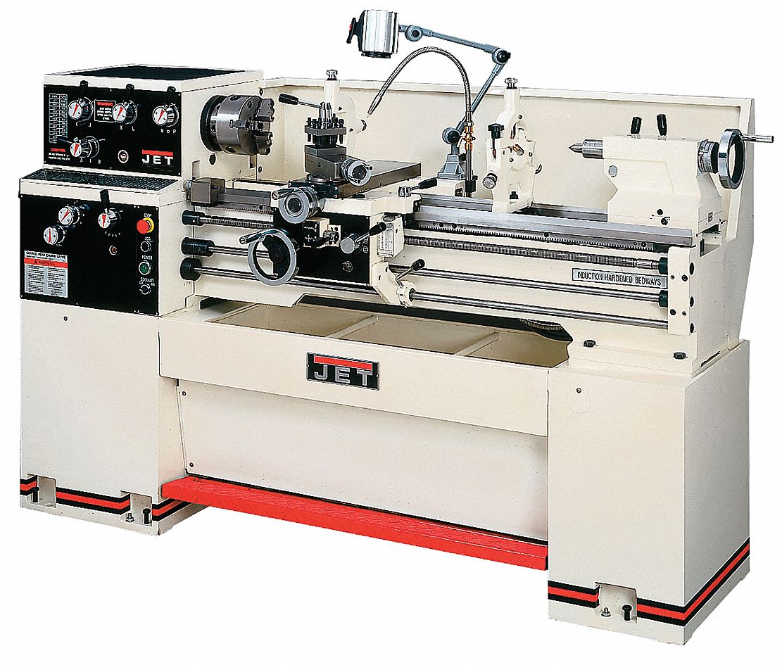 Geared Head Bench Lathe, W/Stand, 3 HP