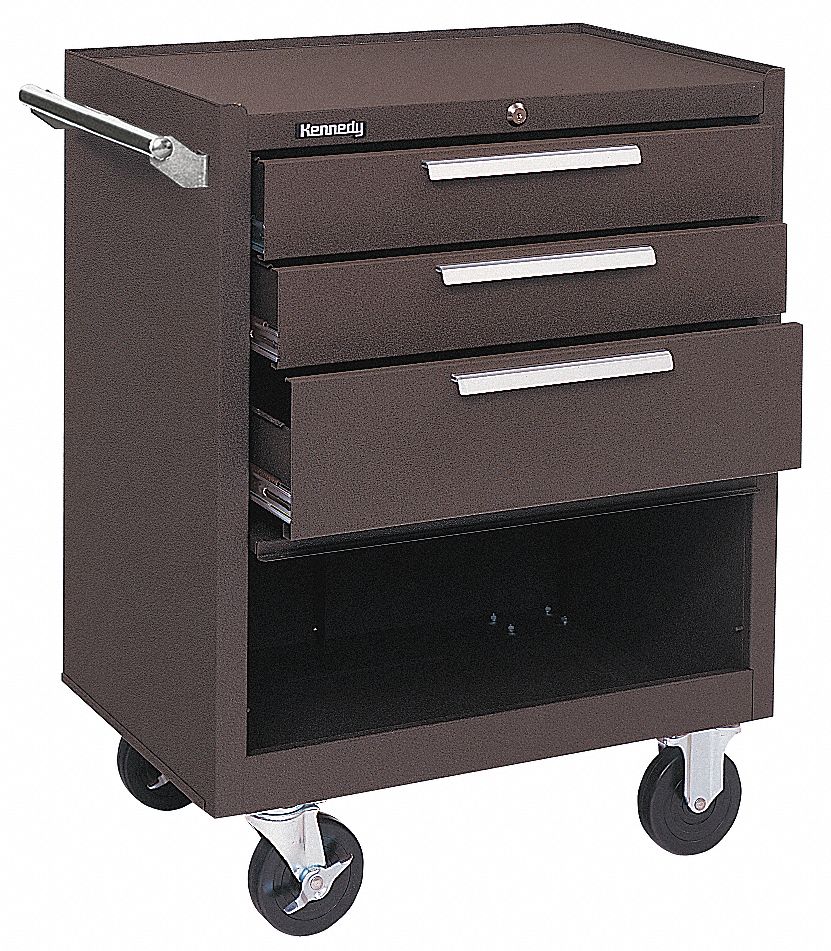 Tool Cabinet, 3 Dr, 27x18x35, Brown