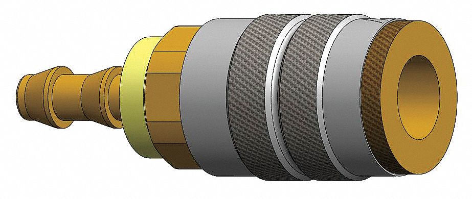 Coupler , Brass, 1/4 In Push Lock, 1/4 Body
