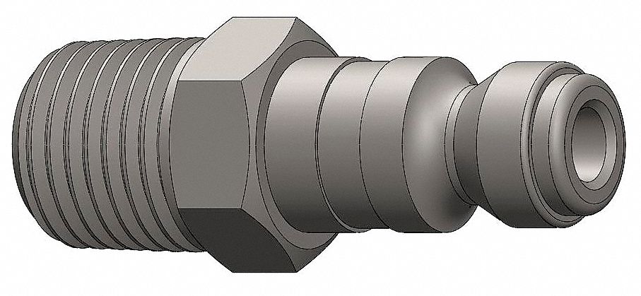 Coupler Plug, Steel, 1/4 MNPT, 1/4 Body