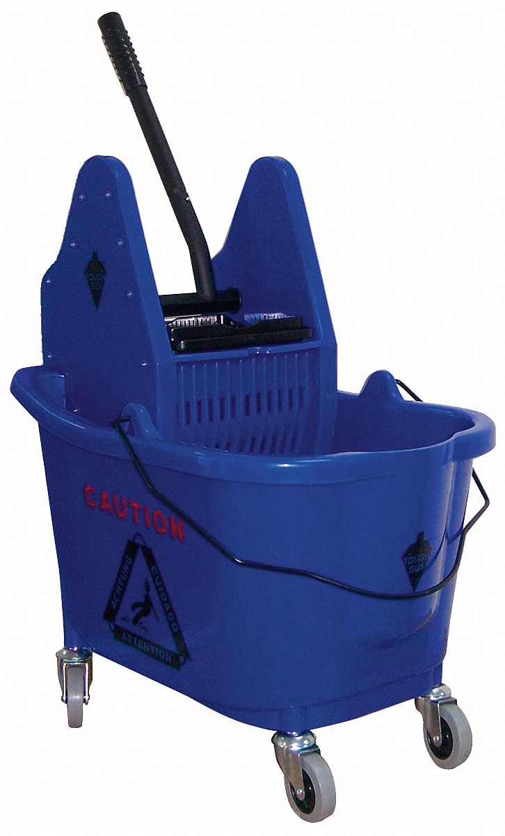 Mop Bucket and Wringer, Blue, Down Press