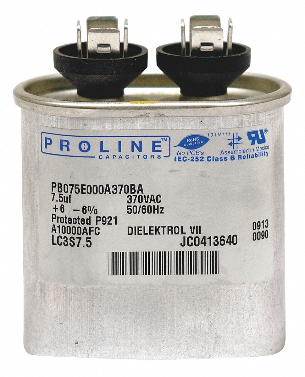 Run Capacitor, 6 MFD, 440 VAC, Oval