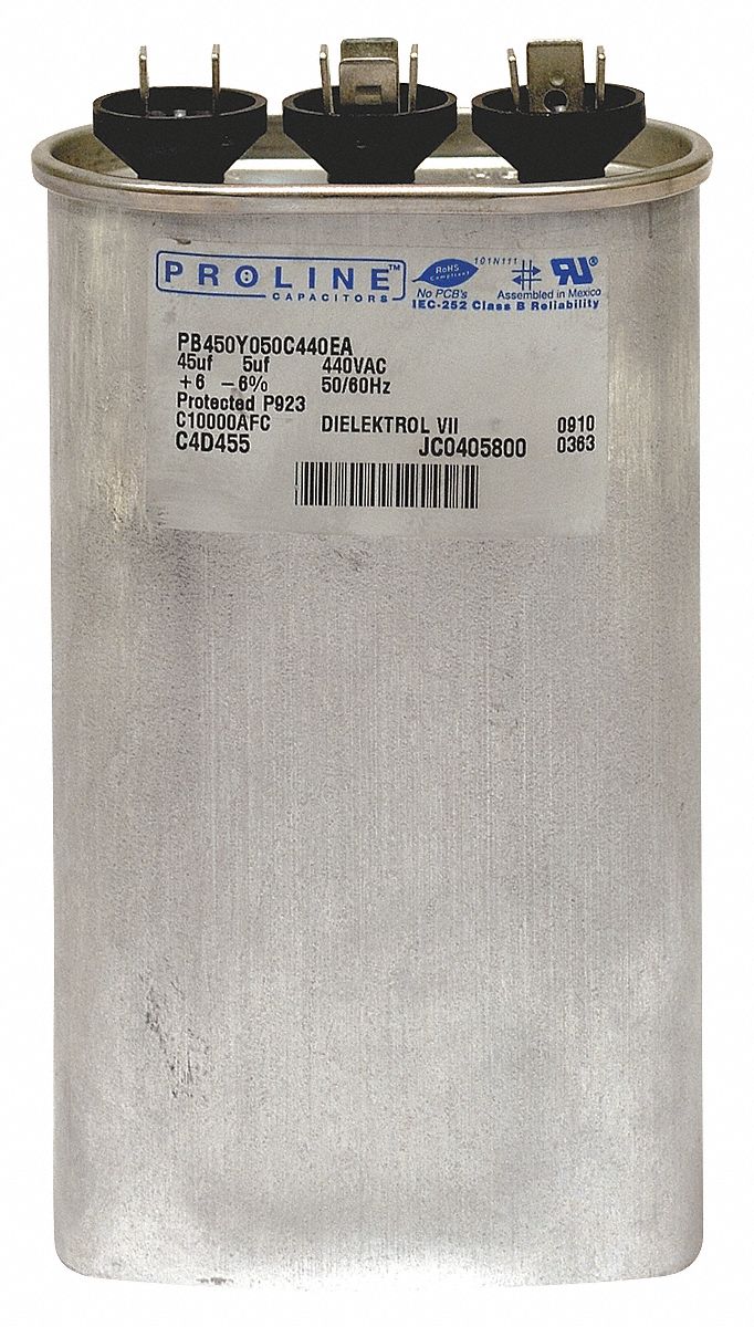Run Capacitor, 10/10 MFD, 440 Volts, Oval