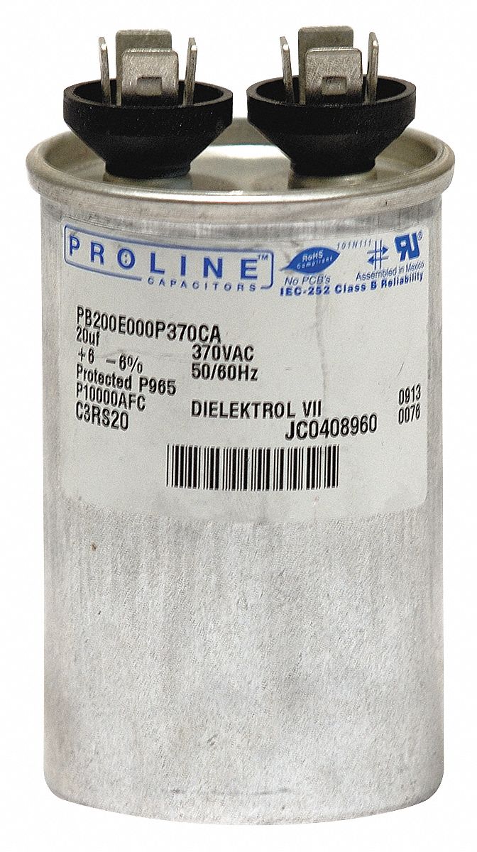 Run Capacitor, 30 MFD, 370 VAC, Round