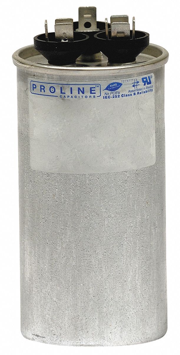 Run Capacitor, 35/7.5 MFD, 440 VAC, Rnd