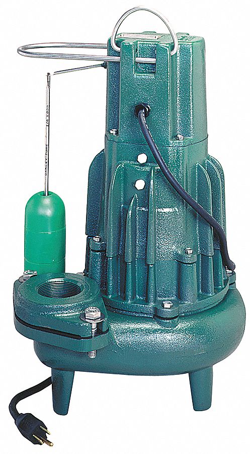 Submersible Sewage Pump, CI, 1 HP, 230 V