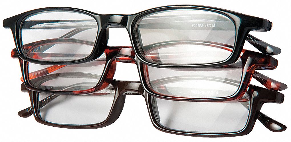 Reading Glasses, +1.25, Clear, Acrylic, PK 3