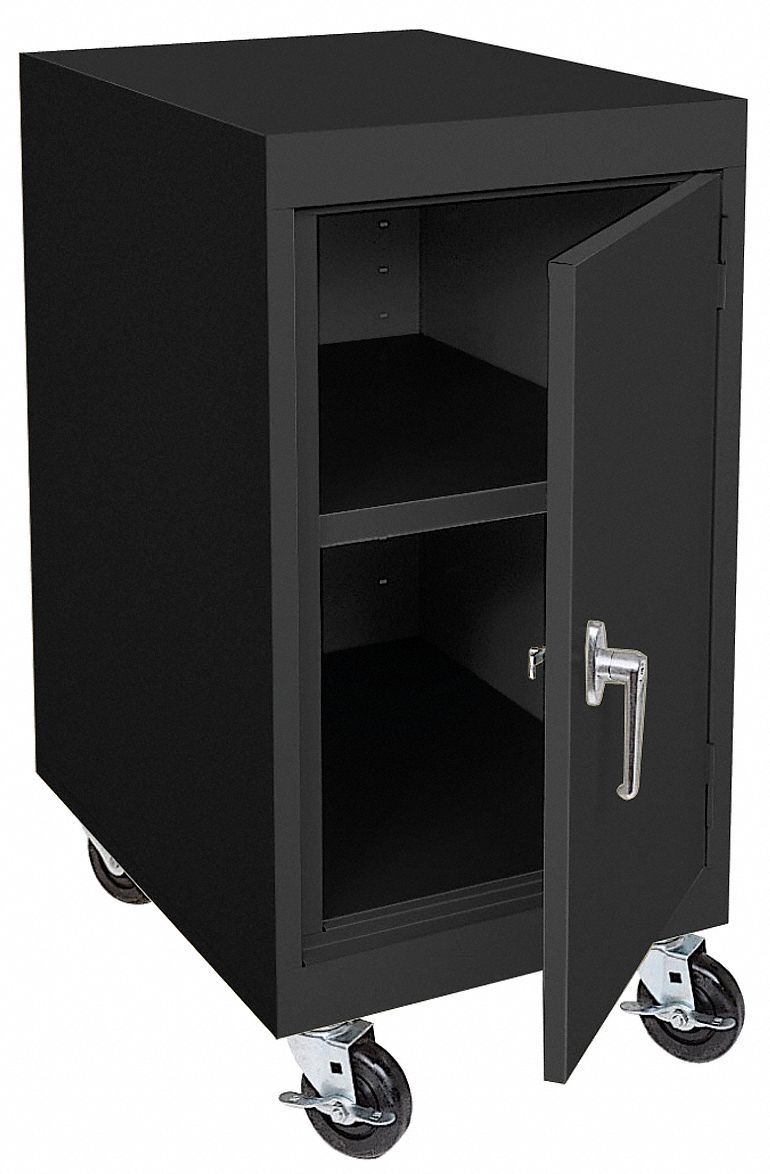 Mobile Storage Cabinet, Welded, Black