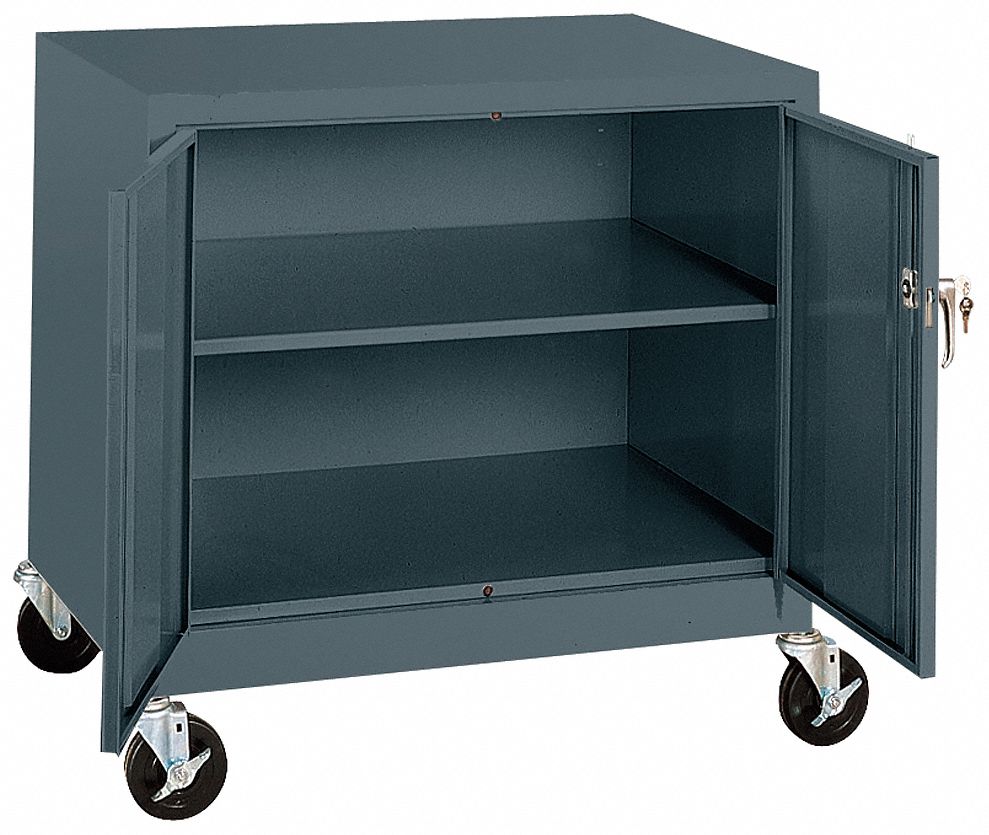 Mobile Storage Cabinet, Welded, Charcoal