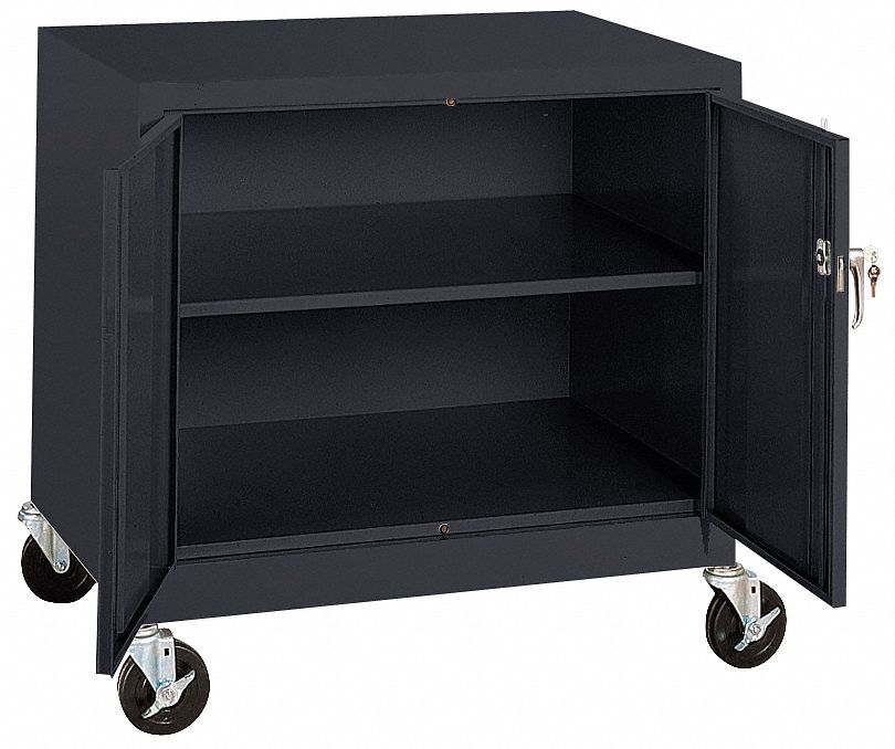 Mobile Storage Cabinet, Welded, Black