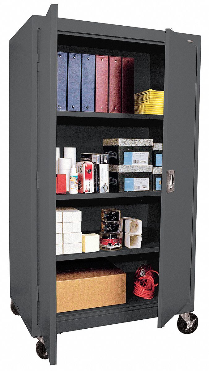 Mobile Storage Cabinet, Welded, Charcoal