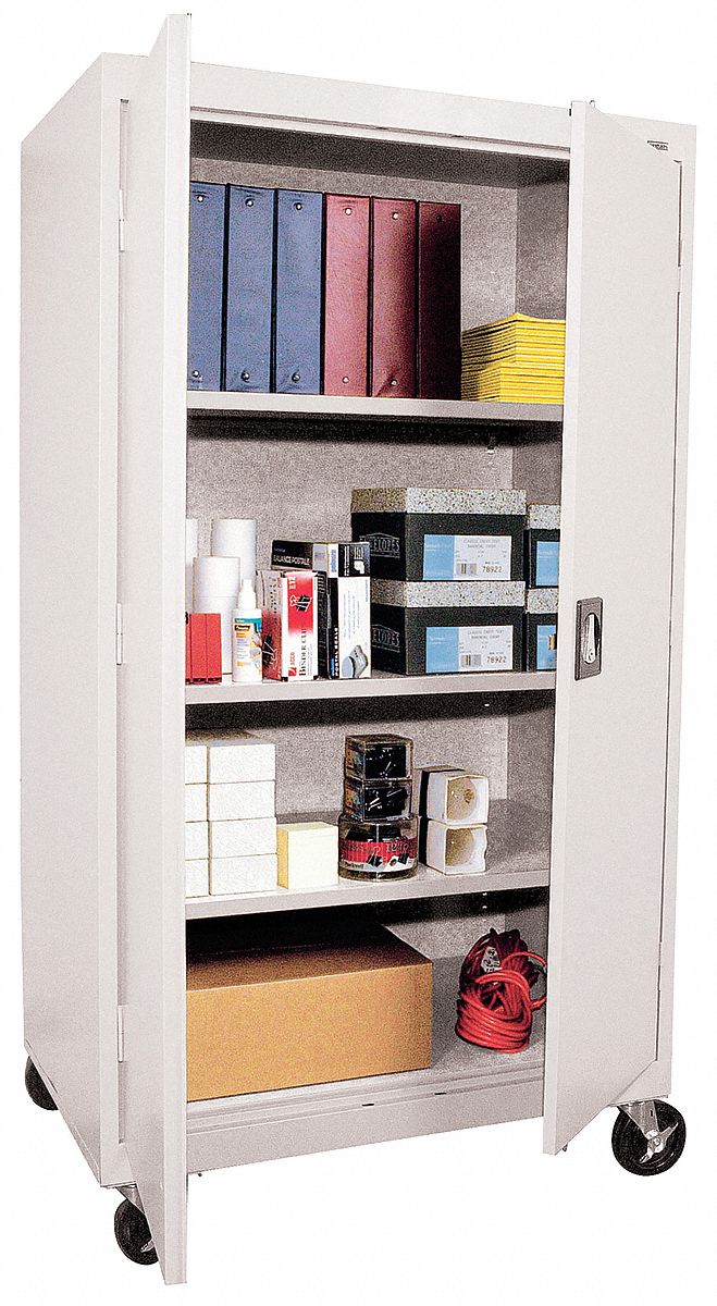 Mobile Storage Cabinet, Welded, Dove Gry