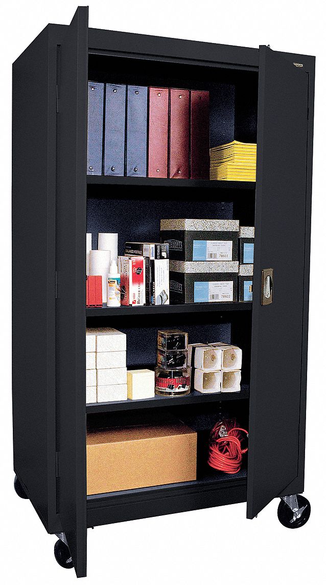 Mobile Storage Cabinet, Welded, Black