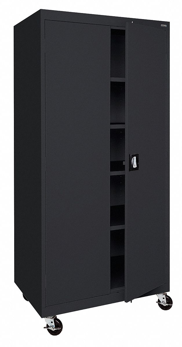 Mobile Storage Cabinet, Welded, Black