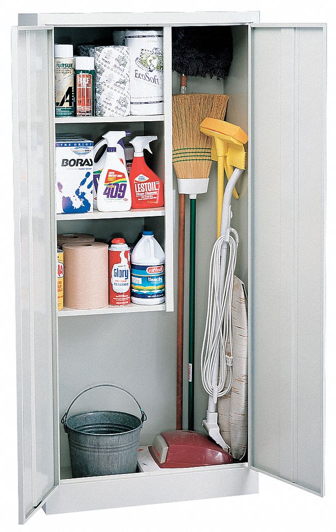 Janitorial Storage Cabinet, Dove Gray