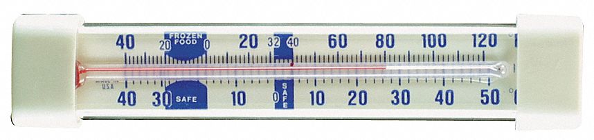 Thermometer, Horiz, Stick On, -40to120F, NSF