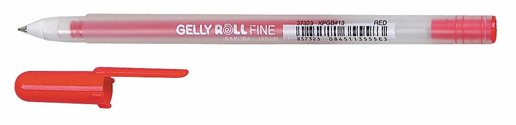 Rollerball Pen, Stick, Fine, Red, PK 12