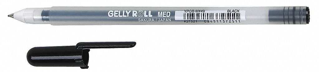 Rollerball Pen, Stick, Medium, Black, PK 12