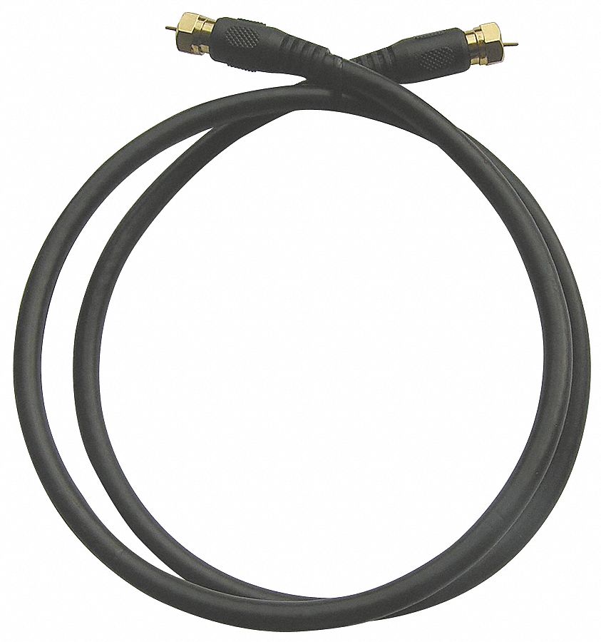 RG6 Black Coax Cable, 3 ft, 18 AWG