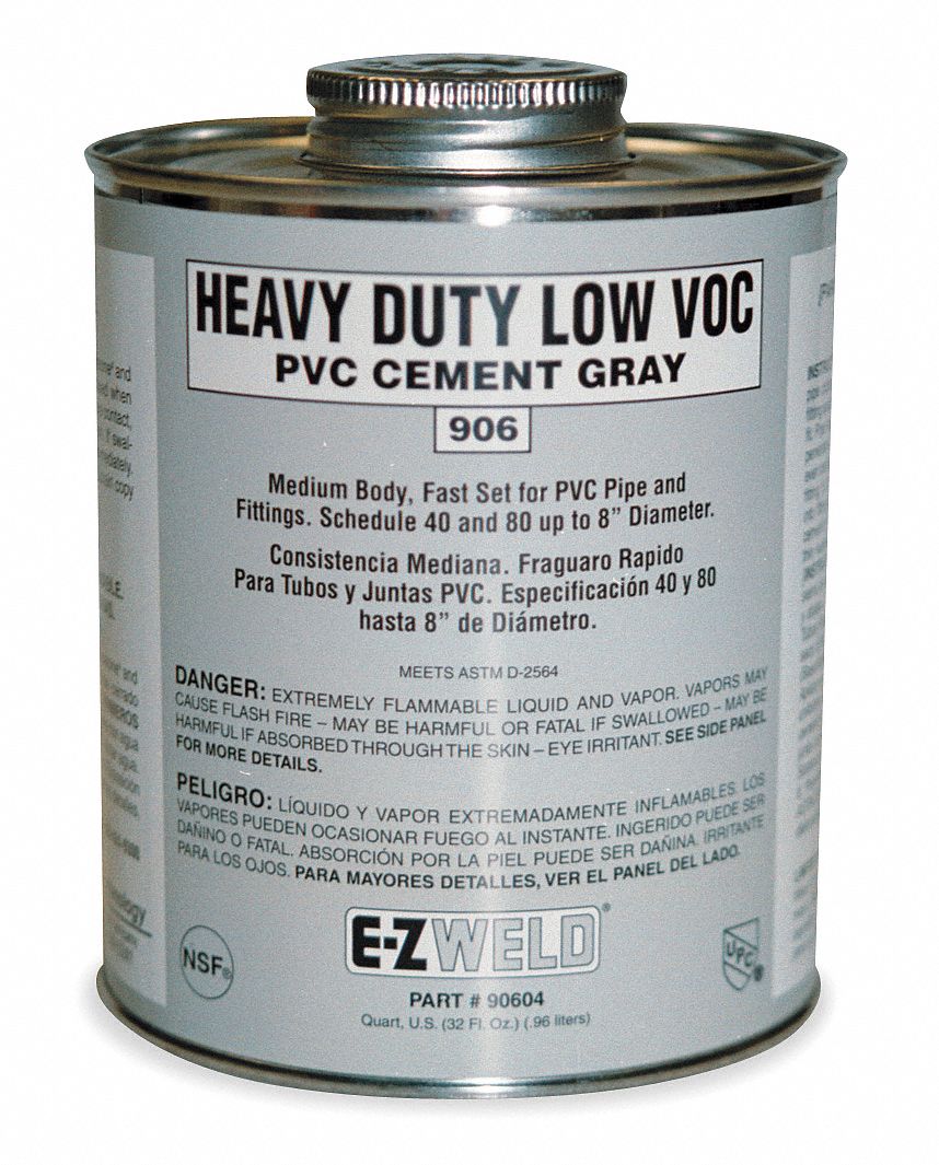 Cement, 8 Oz, Gray, PVC, Heavy Duty Low VOC
