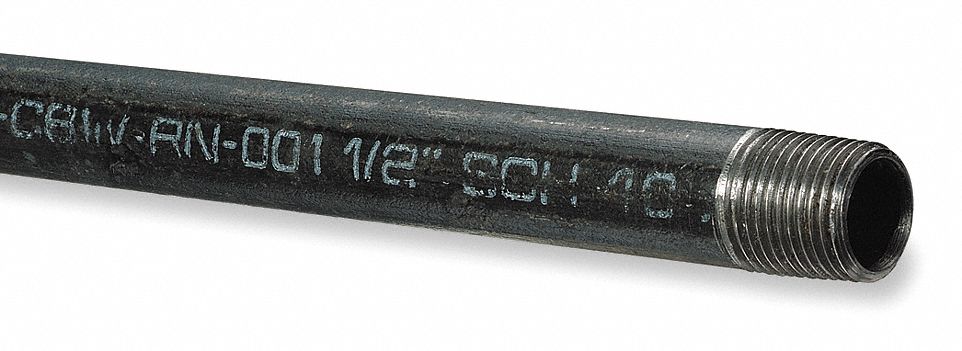 Pipe, 1/2 In x 10 Ft, Threaded, Black