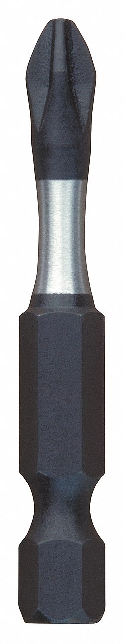 Power Bit, Phillips #2, 2 In L, 1/4 In