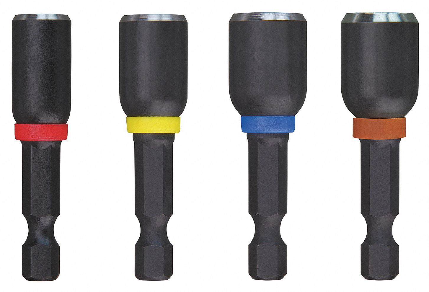 Mag Nut Driver Set, 1/4 Hex, 1 7/8 L, 4 Pc