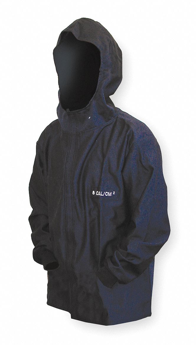 Flame-Resistant Jacket w/Hood, Navy, 2XL