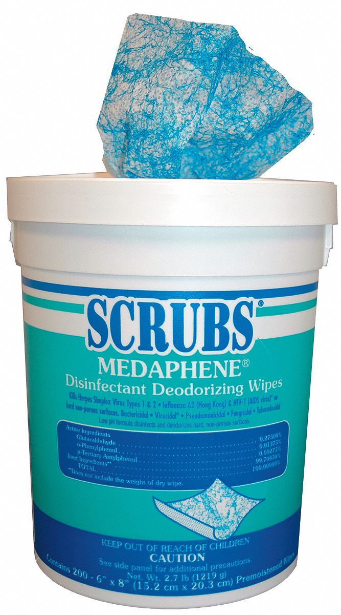 Disinfecting Wipes, White/Blue, PK 200