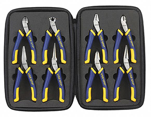 Mini Plier Set, Soft Grip, 8 Pc