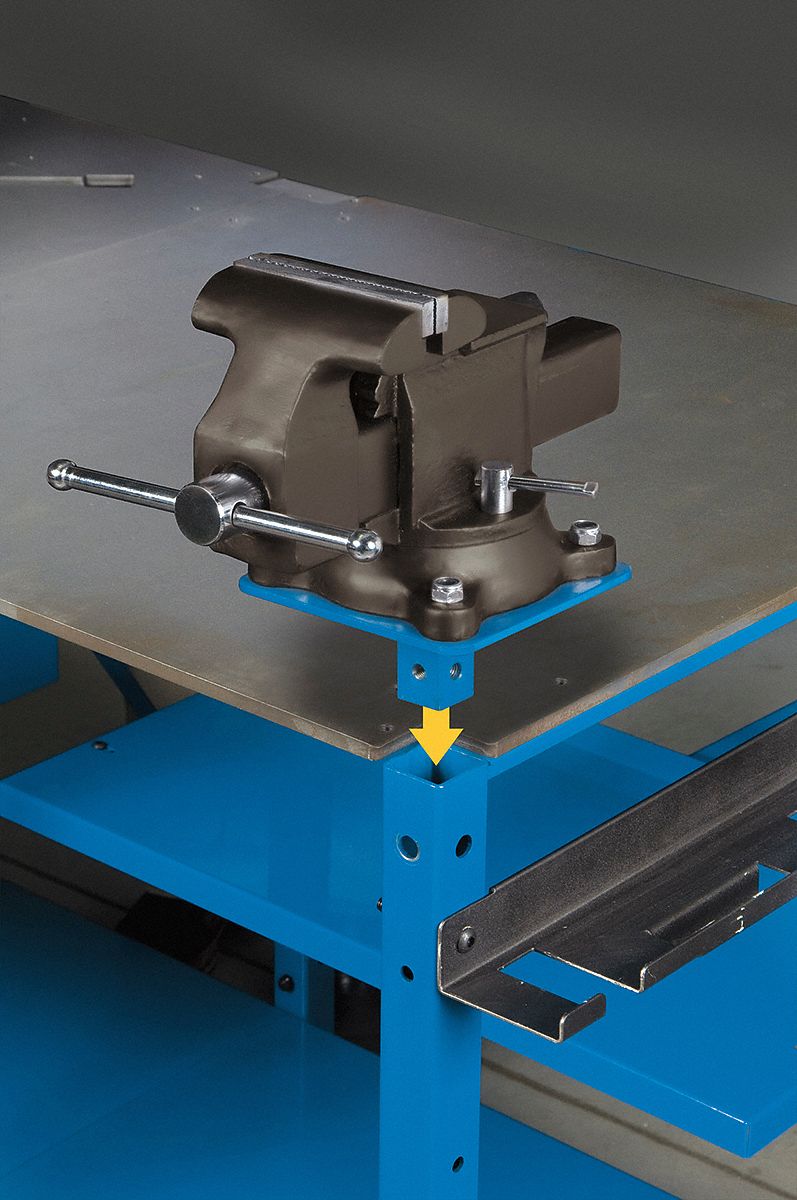 Vise Mount Plate, 7 W x 7 D x 4 H, Blue