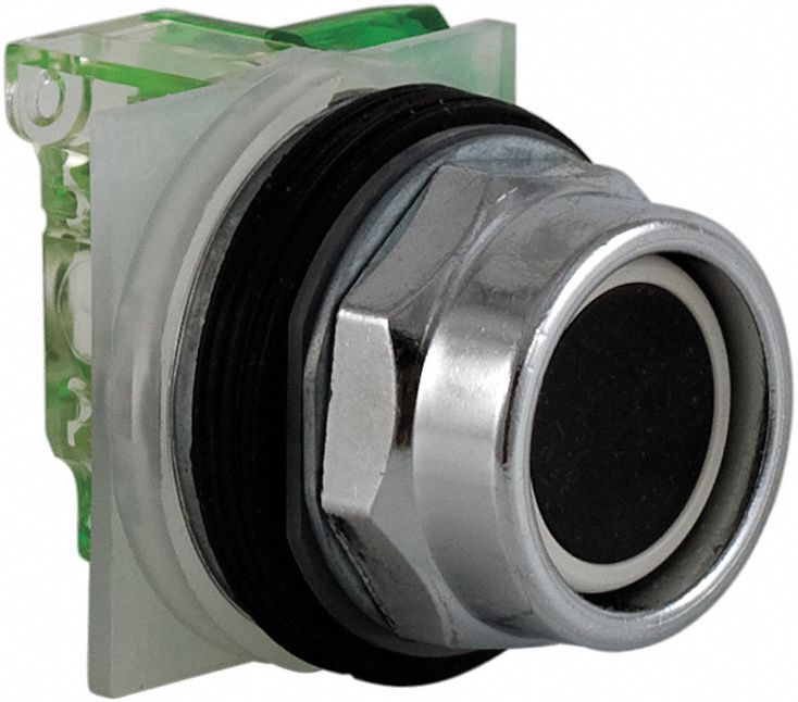 Pushbtn, Non-ill., BK, 30mm, 1NC, Guard